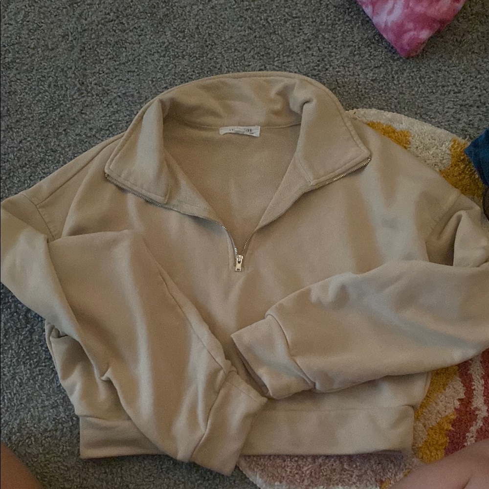 12th Tribe Tan Half-Zip Sweater